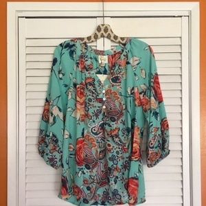 Anthropologie Floral Peasant top Small